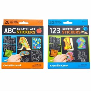 Crocodile Creek ABC & 123 Scratch Art Stickers For Kids New Lot Of 2